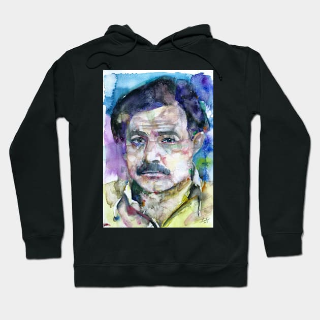 ERNEST HEMINGWAY watercolor portrait .3 Hoodie by lautir